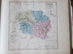 Carte Géographique 1880 Departement  CREUSE  LURE Gueret Saulx  Souterraine Aubusson Bourganeuf - Cartes Géographiques