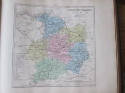 Carte Géographique 1880 Departement  De L ILLE ET VILAINE 35  Bretagne Vitre Rennes  	Fougères Redon Saint-Malo Cancale - Cartes Géographiques