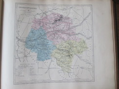 Carte Géographique 1880 Departement  De L INDRE ET LOIR  37  Tours Joue Les Tours  Chinon La Riche Loches Luynes Amboise - Cartes Géographiques