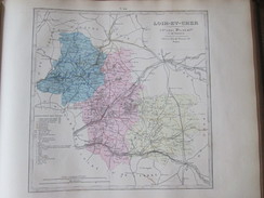 Carte Géographique 1880 Departement   LOIR -ET-CHER   Romorantin-Lanthenay Vendôme - Cartes Géographiques