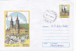 #BV6612 MARIA RADNA MONASTERY,ARAD,LIPOVA,ARCHITECTURE,COVER STATIONERY ,USED,1998,ROMANIA. - Abbeys & Monasteries