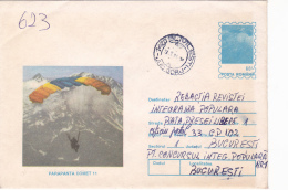 #BV6621 PARAGLIDING,SPORT,PARACHUTE,COVER STATIONERY ,USED,1994,ROMANIA. - Fallschirmspringen