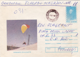 #BV6622 PARAGLIDING,SPORT,PARACHUTE,COVER STATIONERY ,USED,1994,ROMANIA. - Fallschirmspringen