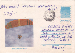 #BV6624 PARAGLIDING,SPORT,PARACHUTE,COVER STATIONERY ,USED,1994,ROMANIA. - Parachutting