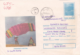 #BV6626 PARAGLIDING KASTREL,SPORT,PARACHUTE,COVER STATIONERY ,USED,1994,ROMANIA. - Parachutisme