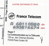 VARIÉTÉS FRANCE 1996 F686 N.D.C. LA RONDE DES 2 CHIFFRES 50 U SO3  08 / 96 JD JUSTIFIE A DROITE   UTILISÉE - Variétés