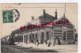 95 - CORMEILLES - LE QUAI DE LA GARE AU PASSAGE D' UN TRAIN VERS PARIS - 1908 - Cormeilles En Parisis