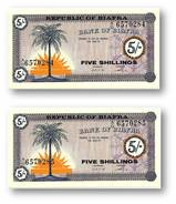 BIAFRA - 2 Consecutive X 5 Shillings ND ( 1967 ) Pick 1 Serie A/O - UNC - ( Nigeria ) Africa - Otros – Africa