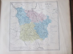 Carte Géographique 1880 Departement  NIEVRE 58 Nevers 	Château-Chinon Clamecy Cosne-Cours-sur-Loire Premery Varzy Luzy - Cartes Géographiques