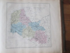 Carte Géographique 1880   PAS DE CALAIS  Boulogne Sur Mer Arras Saint-omer  Lillers Bethune Le Touquet  Calais - Cartes Géographiques