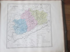 Carte Géographique 1880  Departement HAUTE-SAONE   	Lure Vesoul  Luxeuil Les Bains   Gray  Hericourt  Ronchamp - Cartes Géographiques