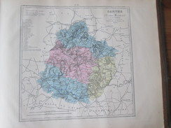 Carte Géographique 1880  Departement  De La  SARTHE La Flèche Mamers Le Mans  SABLE LA FERTE BERNARD - Cartes Géographiques