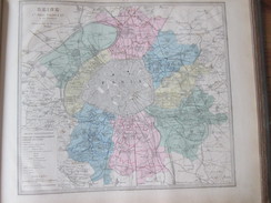 Carte Géographique 1880  Ville Et Departement 75 PARIS   Departement De La Seine - Cartes Géographiques