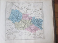 Carte Géographique 1880  Departement De La SOMME Abbeville Montdidier Péronne Amiens   Abbeville Doullens - Cartes Géographiques