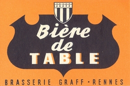 Etiquette Ancienne De BIERE BRASSERIE GRAFF - RENNES - BIERE DE TABLE - Bière