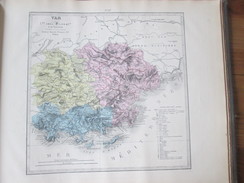 Carte Géographique 1880  Departement Du VAR Toulon Hyeres Brignoles Draguignan Frejus Sanary Crau Le Pradet Ollioules - Cartes Géographiques