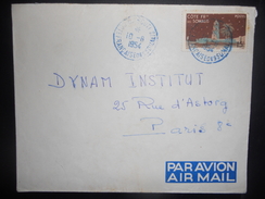 Cote Française Des Somalis , Lettre De Djibouti 1954 Pour Paris , Cachet Bleu - Briefe U. Dokumente