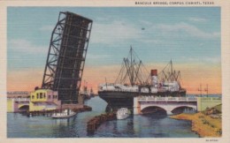 Texas Corpus Christi Cargo Ship Going Under Bascule Bridge Curteich - Corpus Christi