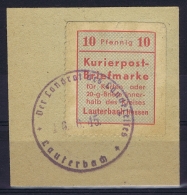 Bi Zone : Lauterbach Hessen Kurierpost-Briefmarke Mi Nr I  On Frangment RRR - Zone Anglo-Américaine