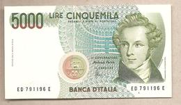 Italia - Banconota Non Circolata FdS Da 5.000 Lire "Bellini"  - 1996 - 5000 Liras