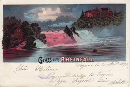 Gruss Vom Rheinfall, Kolorierte Karte, Vorgelaufene Karte 2.VIII.1899 - Andere & Zonder Classificatie