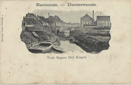 Termonde.   -   Drij Ringen  (gekreukt)  -  1900  -  Reklame:    St. Nicolaas - Dendermonde