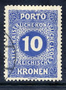 AUSTRIA 1916 Postage Due 10 Kr. Line Perforated 12½, Used.  Michel 57B, ANK 57b €150 - Impuestos