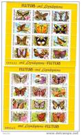 ROMANIA 1991 PAPILLONS/BUTTERFLYS,MNH,MI 267-268,2X SS,24 STAMPS - Fogli Completi