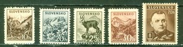 Etat Slovaque - SLOVAQUIE - Mont Krivan, Edelweiss, Chamois, Javorina - Président Tiso - N° 40-41-42-43-45 ** - 1939 - Neufs