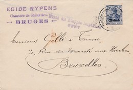 25 Ct Op Brief BRUGES Naar Brussel Via Etappen Gent 1917 - OC26/37 Territoire Des Etapes