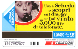 Italie, Telecom, Scheda Telefonica 5,16 Eur., Thème, Jeux, Concours "Il Giallo Della Scheda Misteriosa" - Spiele