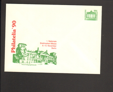 DDR 50 Pfg. Ganzsache 1990.Briefmarkenmesse Berlin Philatelia Reichstagsgebäude - Sobres Privados - Nuevos