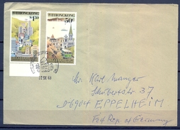 1989 , HONG KONG , SOBRE CIRCULADO A EPPELHEIM , CENTENARY OF THE PEAK TRAMWAY - Covers & Documents