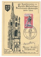 Carte Locale - Journée Du Timbre 1962 - Messager Royal - AVIGNON (Vaucluse)  Signature Du Dessinateur Marcel Fabre - Storia Postale