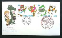 Japan Letter Writting Day 2003 Cartoon Animation Bear Cat Monkey Crocodile (stamp FDC) *see Scan - Cartas & Documentos