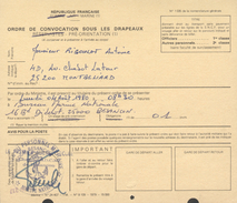 Ordre De Convocation Sous Les Drapeaux - BDCN Besançon - Cachet Marine Nationale - Dokumente