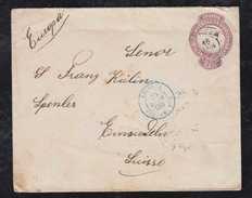 Brazil Brasil 1896 Stationery Envelope French PAQUEBOT VICTORIA To EINSIEDELN Switzerland - Briefe U. Dokumente