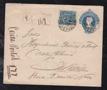 Brazil Brasil 1909 Upreated Registered Stationery Envelope PIRASSUNGA To SAO PAULO - Storia Postale