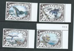 Tonga Niuafo´ou 1990 Polynesian Whale Whaling Set 4 MNH , Small Gum Imperfections On 2 - Tonga (1970-...)