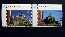 UNO-Genf 543/4 Oo/ESST, UNESCO-Welterbe: Frankreich, Mittelalterliche Handelsstadt Provins, Mont St. Michel - Gebruikt