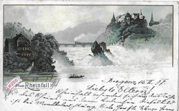 GRUSS VOM RHEINFALL → Sehr Alte Lithokarte Von Bregenz Nach Wien ►14.II.1897◄ - Andere & Zonder Classificatie