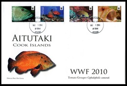 Aitutaki 2010, WWF, Tropical Fishes, 4val In FDC - Aitutaki