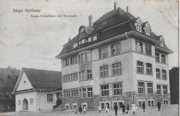 SÄGE HERISAU → Neues Schulhaus Mit Turnhalle Und Kinder, Anno 1908 - Herisau