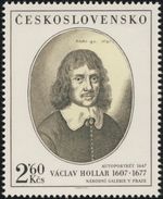 Czechoslovakia / Stamps (1977) 2286: Wenceslaus Hollar (1607-1677) "Self-portrait" (1647); National Gallery Prague - Grabados