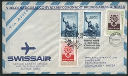 1962 Argentina, Primo Volo First Fly Erstflug SWISSAIR Buenos Aires - Zurigo, Timbro Di Arrivo - Lettres & Documents