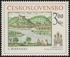 Czechoslovakia / Stamps (1977) 2289: Georg (Joris) Hoefnagel (1542-1601) "Bratislava" (1574); Bratislava City Gallery - Grabados