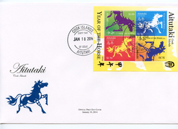 Aitutaki 2014, Year Of The Horse, 4val In BF In FDC - Aitutaki