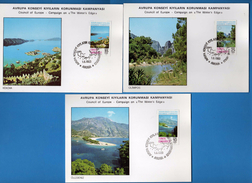 TURKYA °- 1983 - Council Of EUROPE - Campaign On " The Water's Edge ". Set 3 Postcard - Ganzsachen