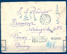 1936 , POLONIA , CERTIFICADO CIRCULADO ENTRE POZNAN Y HANNOVER , LLEGADA , BANDA DE CIERRE DE LA CENSURA ALEMANA - Storia Postale