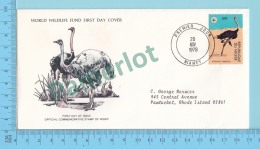Strutho Camelus, Ostrich, Autruche- 1978 - WWF, FDC, PPJ  - Niger ( # 448 )  - Panda Logo On Stamp And Envelope - Avestruces